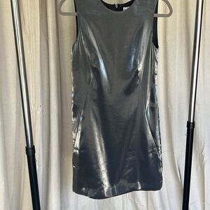 Liquid Metal Y2k Vintage Silver Metallic Mini Dress RENAISSANCE